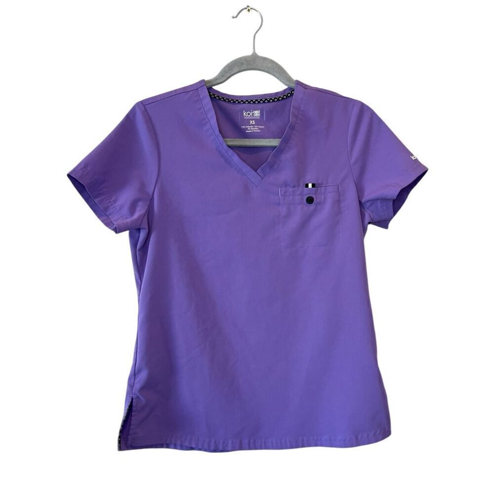 Koi Women Sz XS Ready To Work Solid Scrub Top Purple